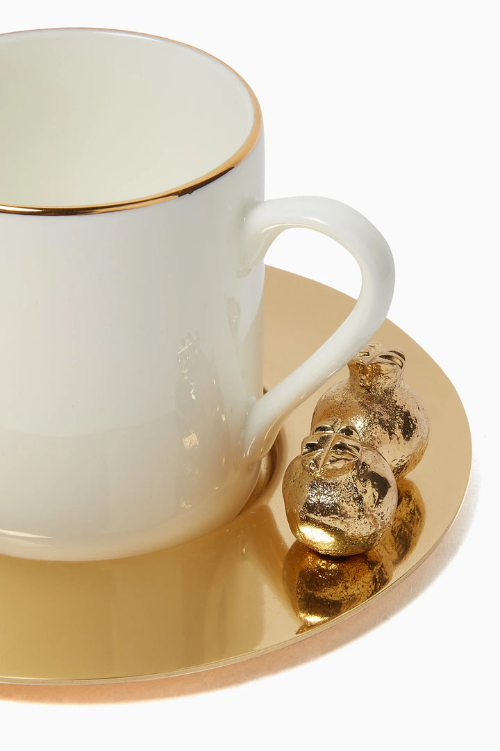 Gold Pomegranate Espresso Cups - Set of 6