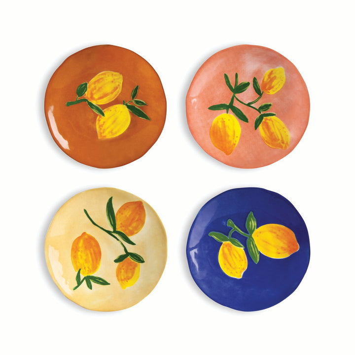 Plate Lemon Full Color Set Of 4