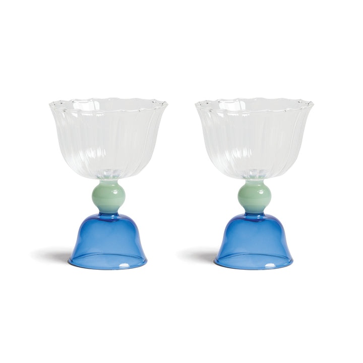 Glass Tulip Blue - Set Of 2