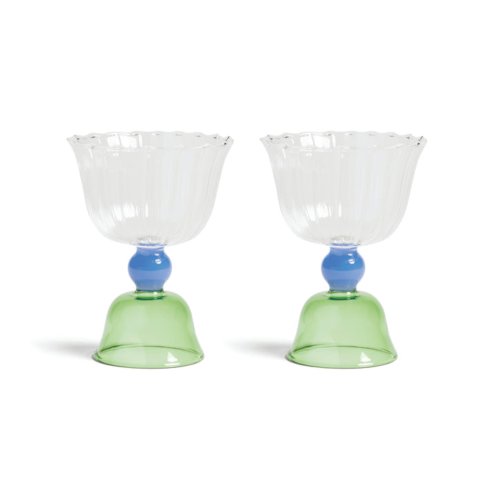 Glass Tulip Green - Set Of 2