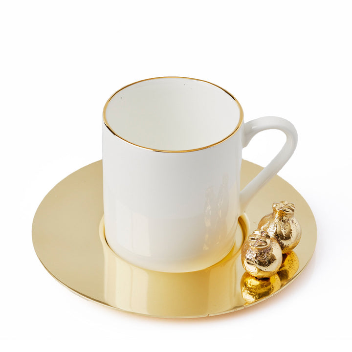 Gold Pomegranate Espresso Cups - Set of 6