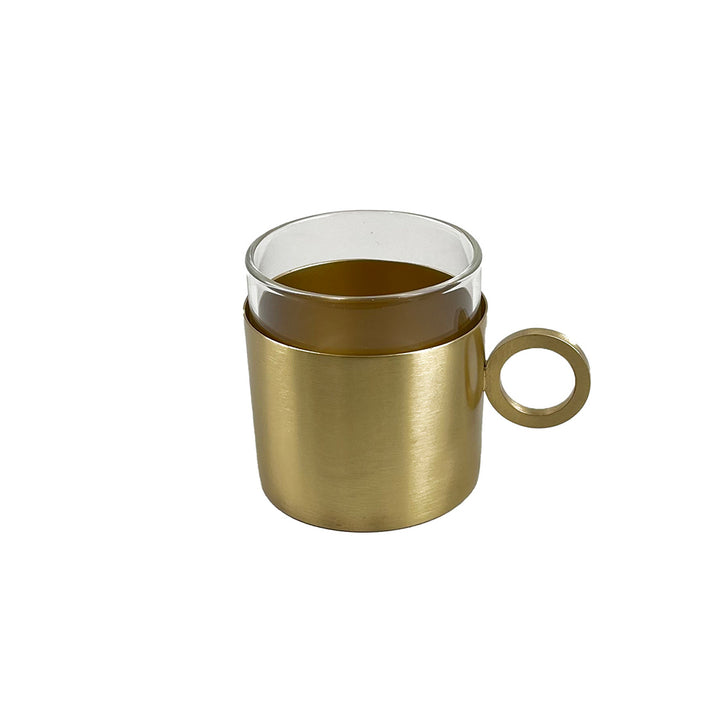 Gold Sleeve Espresso Cups with Round Handle - Set of 6
